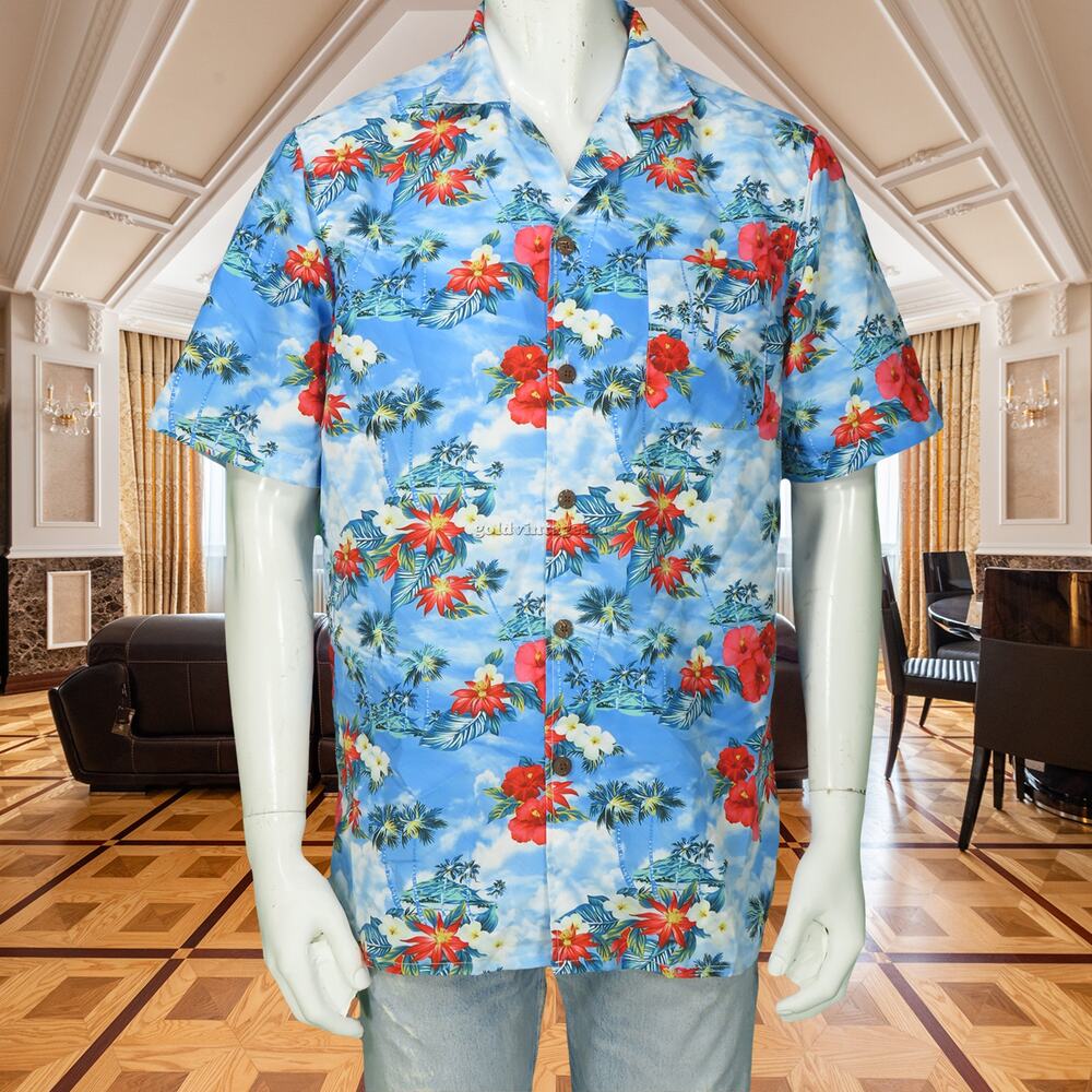 Floral Orchid Flower Sky All Over Print Hawaiian Aloha Tropical Tribal Shirt L